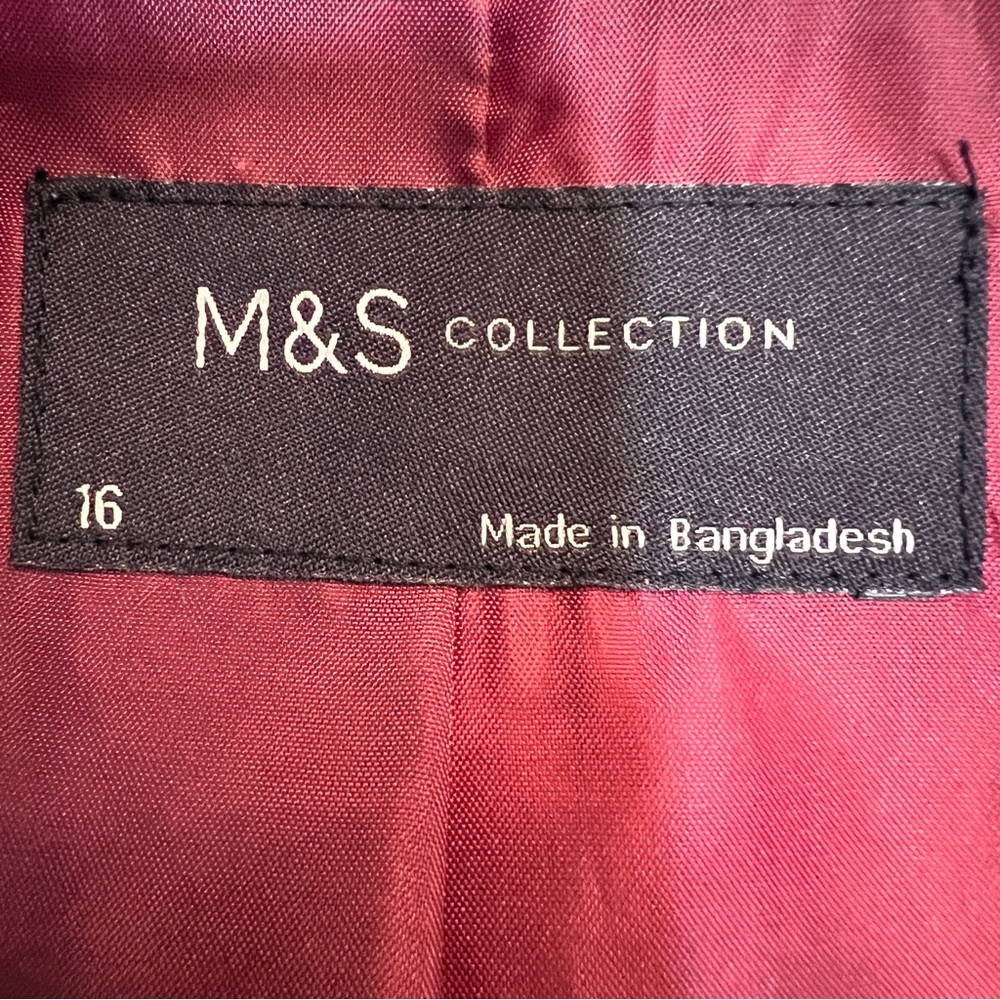 Trench Coat Plaid Belted Double Breasted Storm Flap M&S Collection Size 16 - Picture 7 of 11